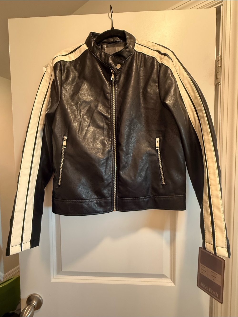 Black Jacket with White Racing Stripes - Women's